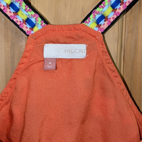 Anthropologie Pilcro Women's Tank Top Blouse Size Medium Abstract Peplum Orange - Picture 2 of 10